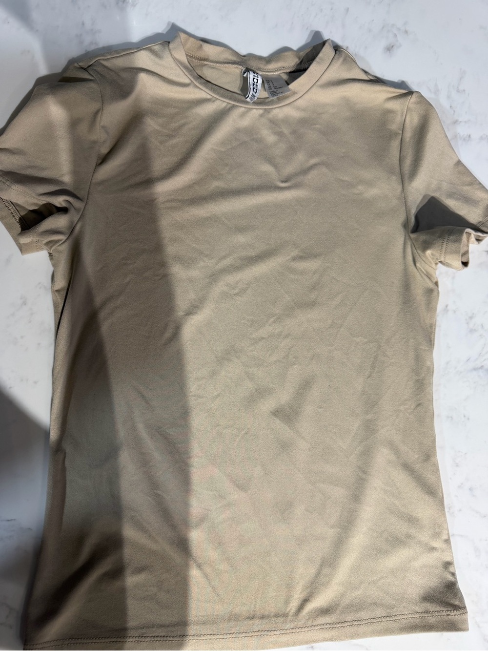 H&M Women Short Sleeve Crewneck T-Shirt in Light Beige